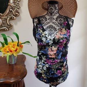 Time and Tru floral one piece 12-14 large new